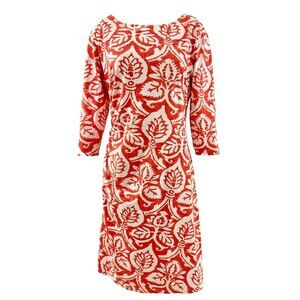 J MCLAUGHLIN Catalina Cloth Ruched Side Dress Womens Size S Orange Floral Print